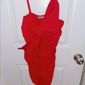red zara dress